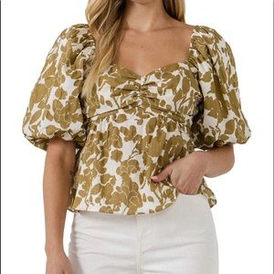 Lord & Taylor Free The Roses Floral Peplum Top S